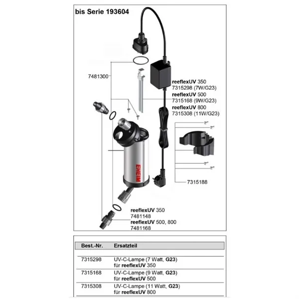 EHEIM zářič pro UV sterilizátor reeflex UV 500 (model 2 konektory) (7315168)