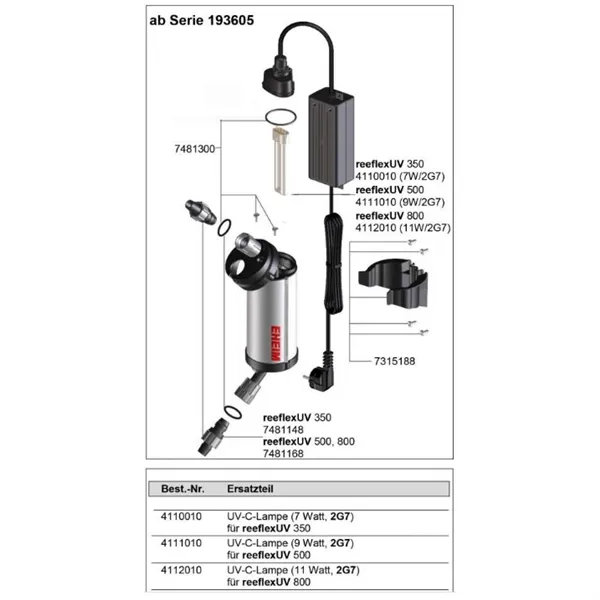 EHEIM zářič pro UV sterilizátor reeflex UV 800 (model 4 konektory) (4112010)