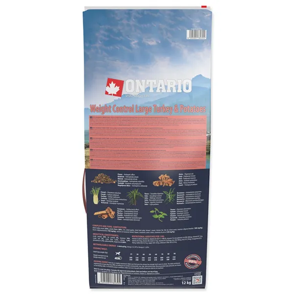 Ontario Large Weight Control Turkey & Potatoes 12 kg