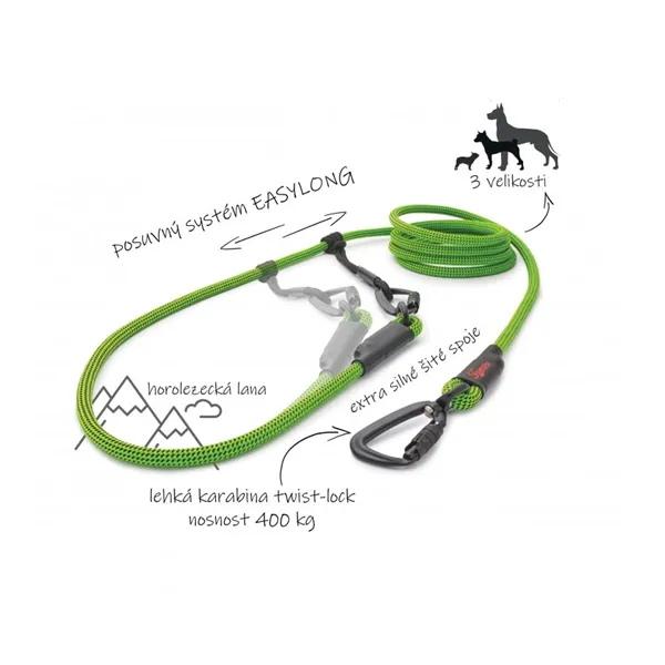 Tamer lanové vodítko Easy Long Twist - Mini, červené, 3 m