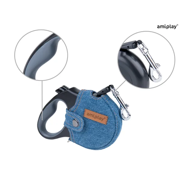Amiplay Vodítko Infini s Denim XL 5m - 50 kg modrá