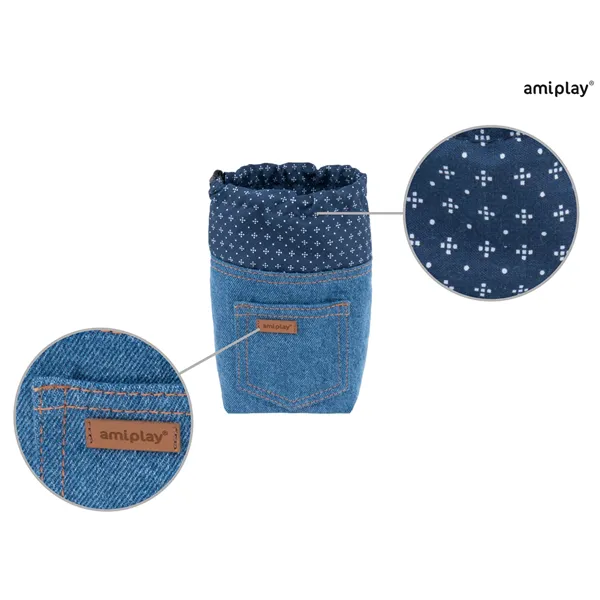Amiplay Tastička na pamlsky Denim 10 x 7 x 14 cm Modrá