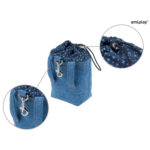 Amiplay Tastička na pamlsky Denim 10 x 7 x 14 cm Modrá