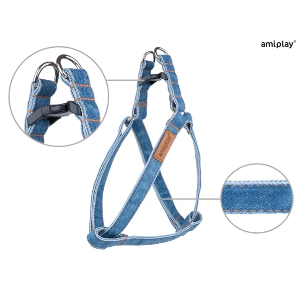 Amiplay Postroj Denim M 30-55x 1,5cm - modrá