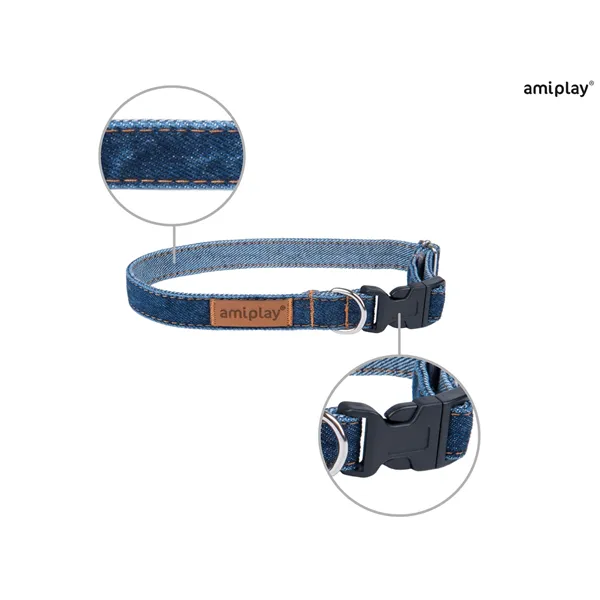 Amiplay Obojek Denim M 25 - 40 x 1,5 cm Námořnická