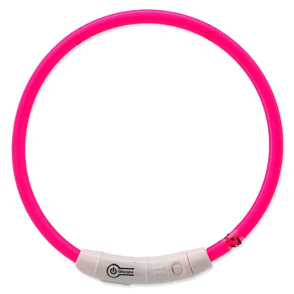 Dog Fantasy LED Obojek nylon růžový 45 cm