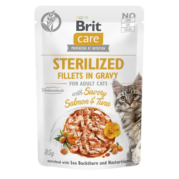 Brit Care Cat Sterilized Fillets in Gravy Savory Salmon&Tuna 85 g